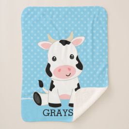 Kuh Blue Polka Dot Personalisiert Boy Sherpadecke