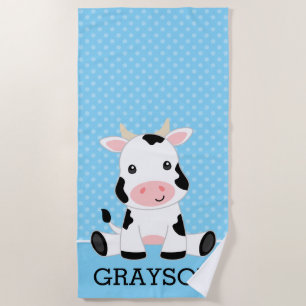 Kuh Blue Polka Dot Personalisierten Kinder Strandtuch