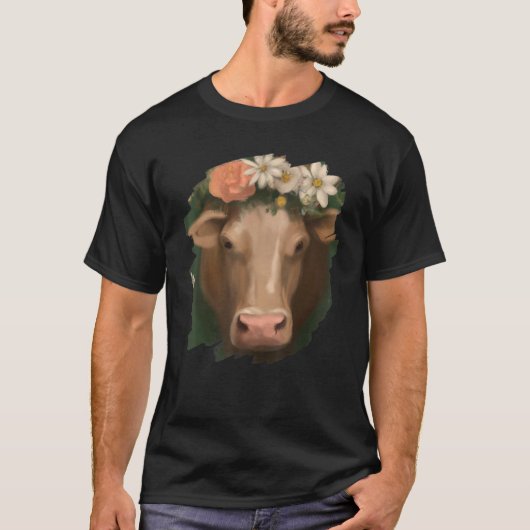 Kuh Blume Niedliche Kühe Malerei Blume Betrieb Sta T-Shirt (Vorderseite)