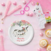 Kuh Blütenbaum Peonies Baby Shower Paper Plate Pappteller (Party)
