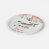 Kuh Blütenbaum Peonies Baby Shower Paper Plate Pappteller (Schrägansicht)