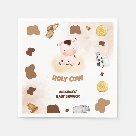 Kuh Boho Babydusche neutral Serviette (Vorderseite)