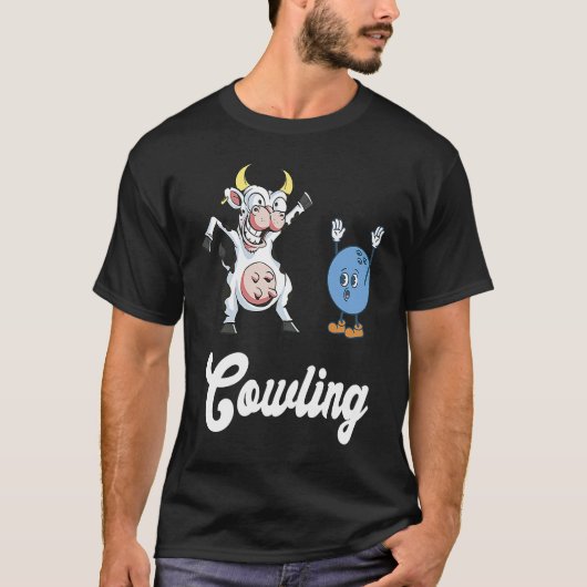 Kuh Bowler Bowling Pin Lustiger Bowling Strike Bow T-Shirt (Vorderseite)