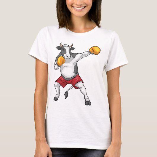 Kuh Boxer Boxhandschuhe Boxen T-Shirt (Vorderseite)