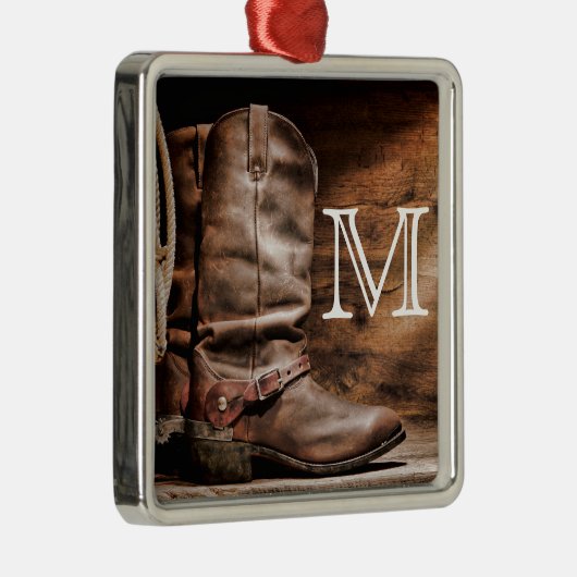 Kuh Boy Boots Spur Count Monogram Initial Ornament (Rechts)