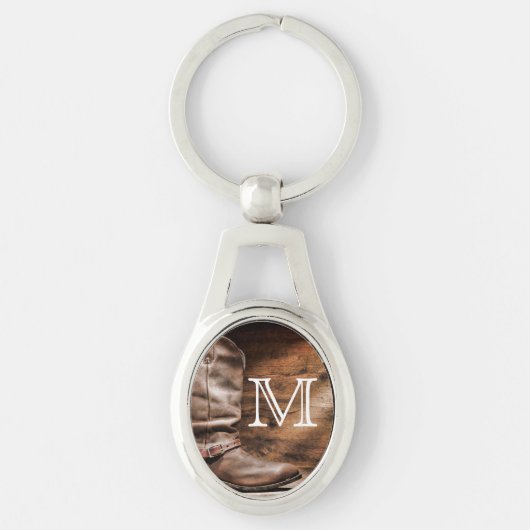 Kuh Boy Boots Spur Country Rope Holz Schlüsselkett Schlüsselanhänger (Vorderseite)