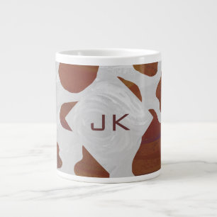 Kuh Braun und Weiß Monogramm Jumbo-Tasse