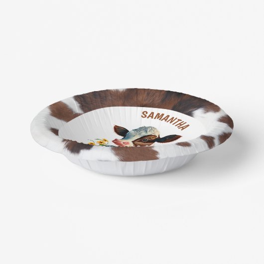 Kuh braun und weiß pappteller (Gewinkelt)