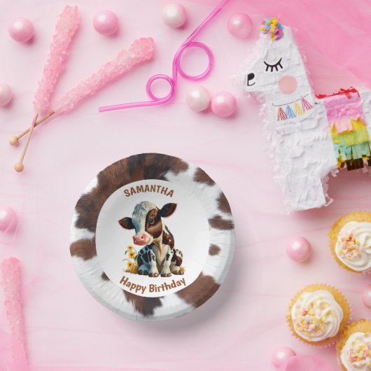 Kuh braun und weiß pappteller (Party)