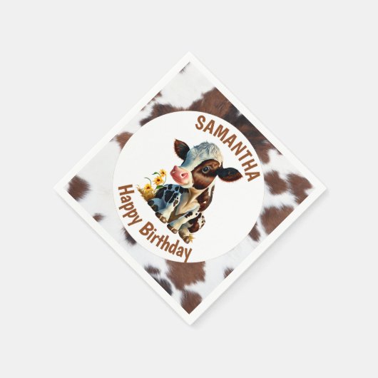 Kuh braun und weiß serviette (Ecke)