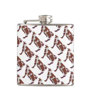 Kuh Braun und Weiße Silhouette Flachmann