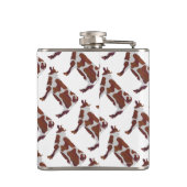 Kuh Braun und Weiße Silhouette Flachmann (Rückseite)