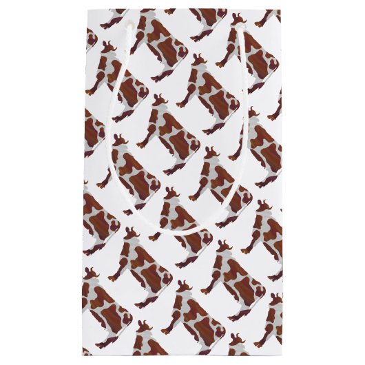 Kuh Braun und Weiße Silhouette Kleine Geschenktüte (Vorderseite)