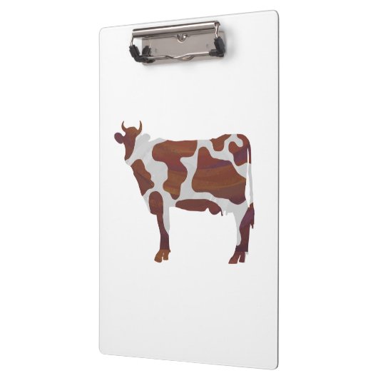 Kuh Braun und Weiße Silhouette Klemmbrett (Links)