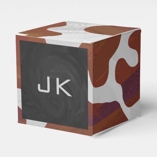 Kuh Braun-Weißes Monogramm Geschenkschachtel (Vorderseite)