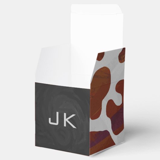 Kuh Braun-Weißes Monogramm Geschenkschachtel (Geöffnet)