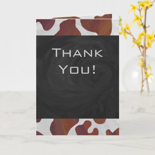 Kuh Braun-Weißes Monogramm Karte (Gelbe Blume)