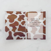 Kuh Braun-Weißes Monogramm Karte (Innenseite)