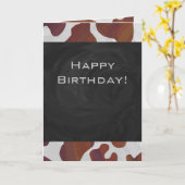 Kuh Braun-Weißes Monogramm Karte (Gelbe Blume)