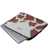 Kuh Braun-Weißes Monogramm Laptopschutzhülle (Vorne Knopf)