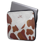 Kuh Braun-Weißes Monogramm Laptopschutzhülle (Vorderseite Links)