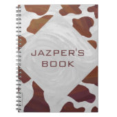 Kuh Braun-Weißes Monogramm Notizblock (Vorderseite)