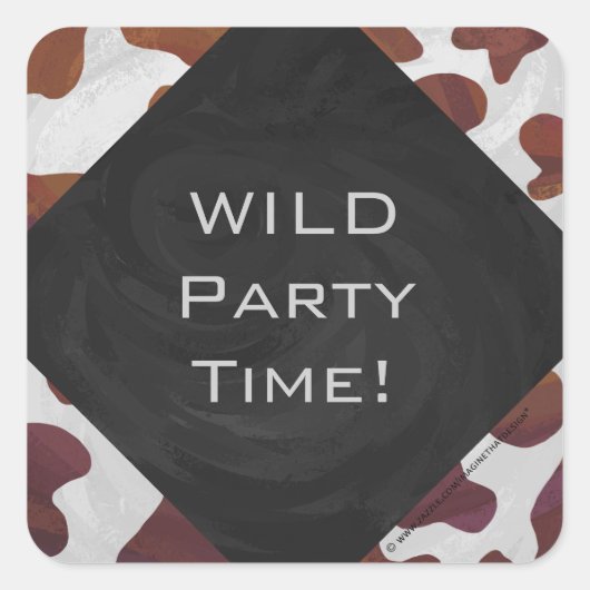 Kuh Braun-Weißes Monogramm Quadratischer Aufkleber (Vorderseite)