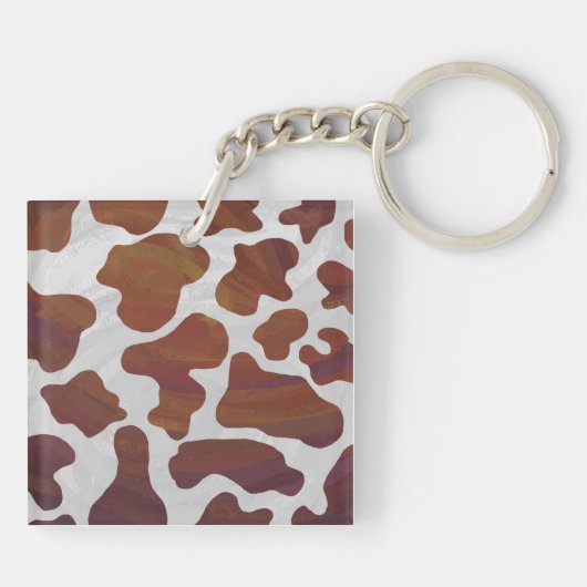 Kuh Braun-Weißes Monogramm Schlüsselanhänger (Rückseite)