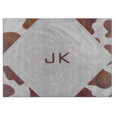 Kuh Braun-Weißes Monogramm Schneidebrett (Vorderseite)