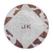 Kuh Braun-Weißes Monogramm Schneidebrett (Vorderseite)