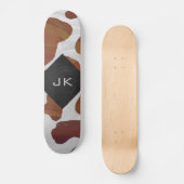 Kuh Braun-Weißes Monogramm Skateboard (Vorderseite)