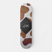 Kuh Braun-Weißes Monogramm Skateboard (Vorderseite)