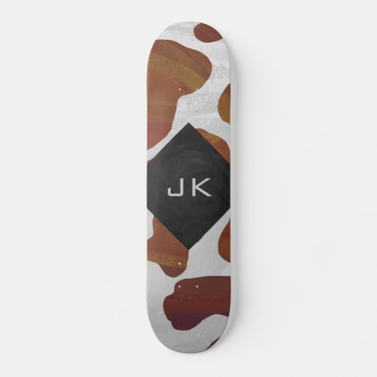 Kuh Braun-Weißes Monogramm Skateboard (Vorderseite)