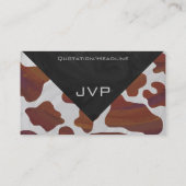 Kuh Braun-Weißes Monogramm Visitenkarte (Rückseite)