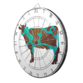 Kuh Brown und Aquamarine Silhouette Dartscheibe (Vorderseite rechts)