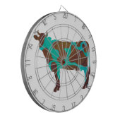 Kuh Brown und Aquamarine Silhouette Dartscheibe (Vorderseite Links)