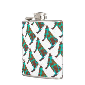 Kuh Brown und Aquamarine Silhouette Flachmann (Links)