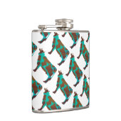 Kuh Brown und Aquamarine Silhouette Flachmann (Rechts)