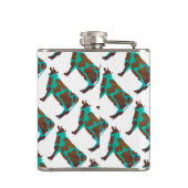 Kuh Brown und Aquamarine Silhouette Flachmann (Rückseite)