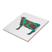Kuh Brown und Aquamarine Silhouette Fliese (Seite)