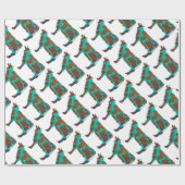 Kuh Brown und Aquamarine Silhouette Geschenkpapier (Flach)