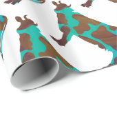 Kuh Brown und Aquamarine Silhouette Geschenkpapier (Rolleneckpunkt)