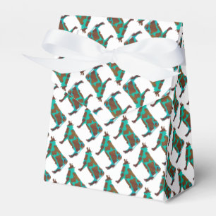 Kuh Brown und Aquamarine Silhouette Geschenkschachtel