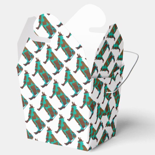 Kuh Brown und Aquamarine Silhouette Geschenkschachtel (Geöffnet)