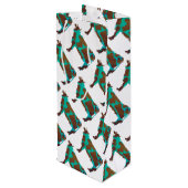 Kuh Brown und Aquamarine Silhouette Geschenktüte Für Weinflaschen (Rückseite Schrägansicht)