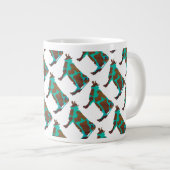 Kuh Brown und Aquamarine Silhouette Jumbo-Tasse (Vorderseite Rechts)