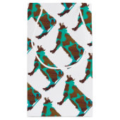 Kuh Brown und Aquamarine Silhouette Kleine Geschenktüte (Rückseite)