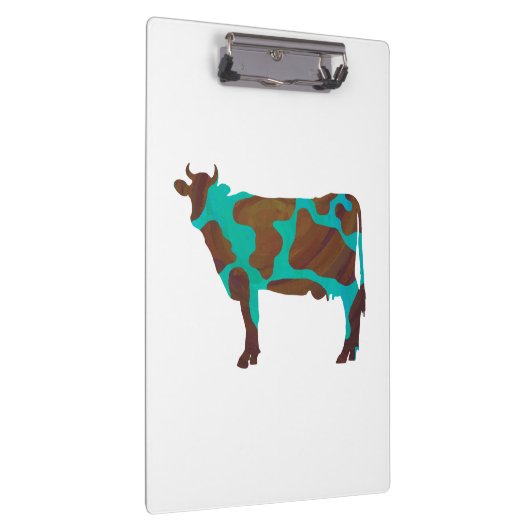 Kuh Brown und Aquamarine Silhouette Klemmbrett (Rechts)