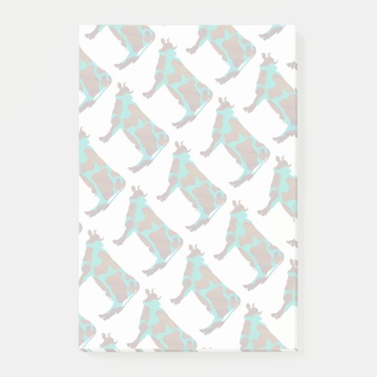 Kuh Brown und Aquamarine Silhouette Post-it Klebezettel (Vorderseite)