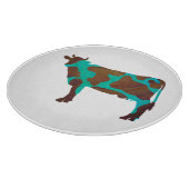 Kuh Brown und Aquamarine Silhouette Schneidebrett (Ecke)